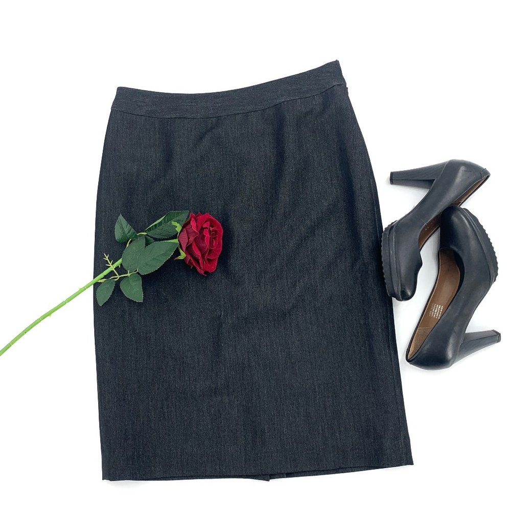 Women's Nine West Black Gray Pencil Skirt Size 2 Work Business Side Zipper Slit